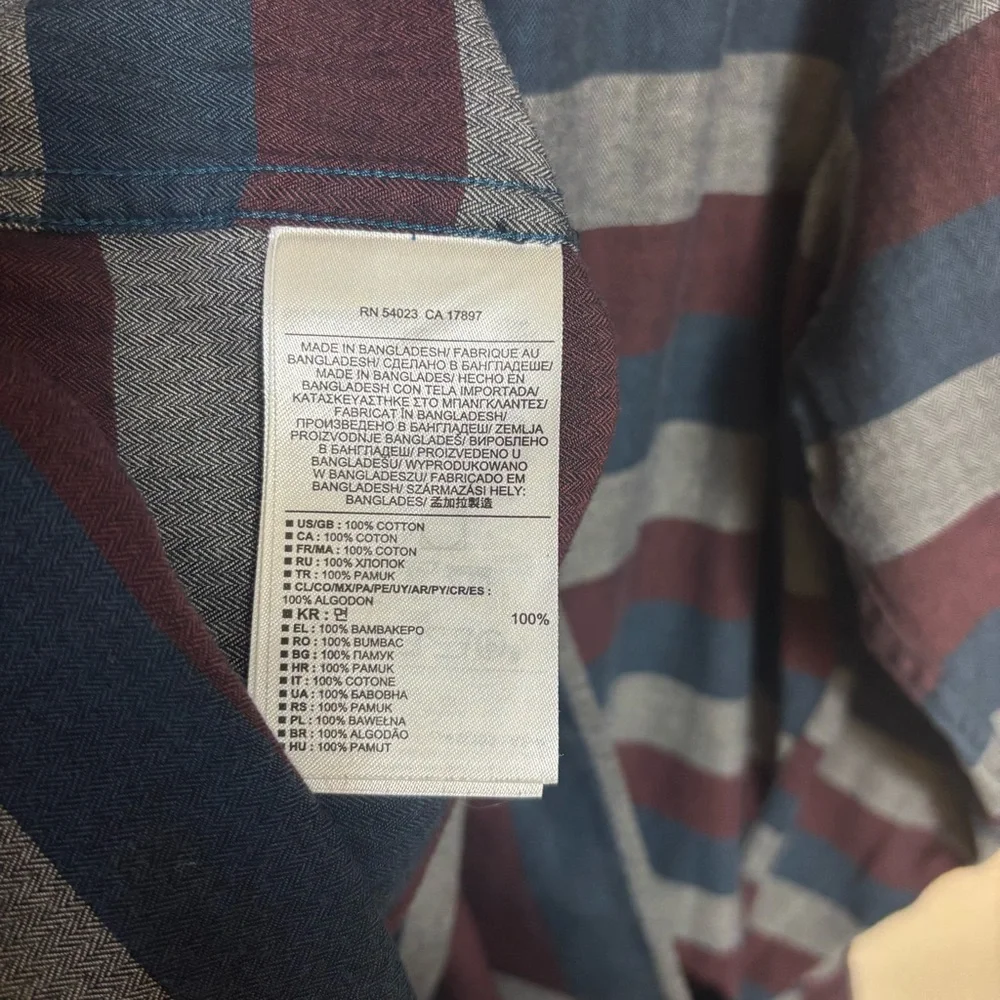 Banana Republic Mens Shirt Horizontal Striped Long Sleeved Blue Red Size Large‎